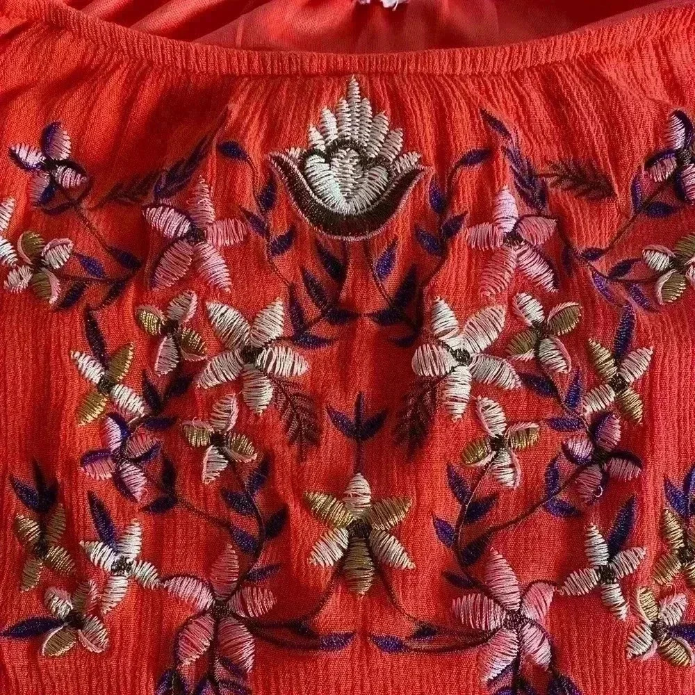 Rebellion Orange Dress with Embroidery Front - Picture 4 of 10